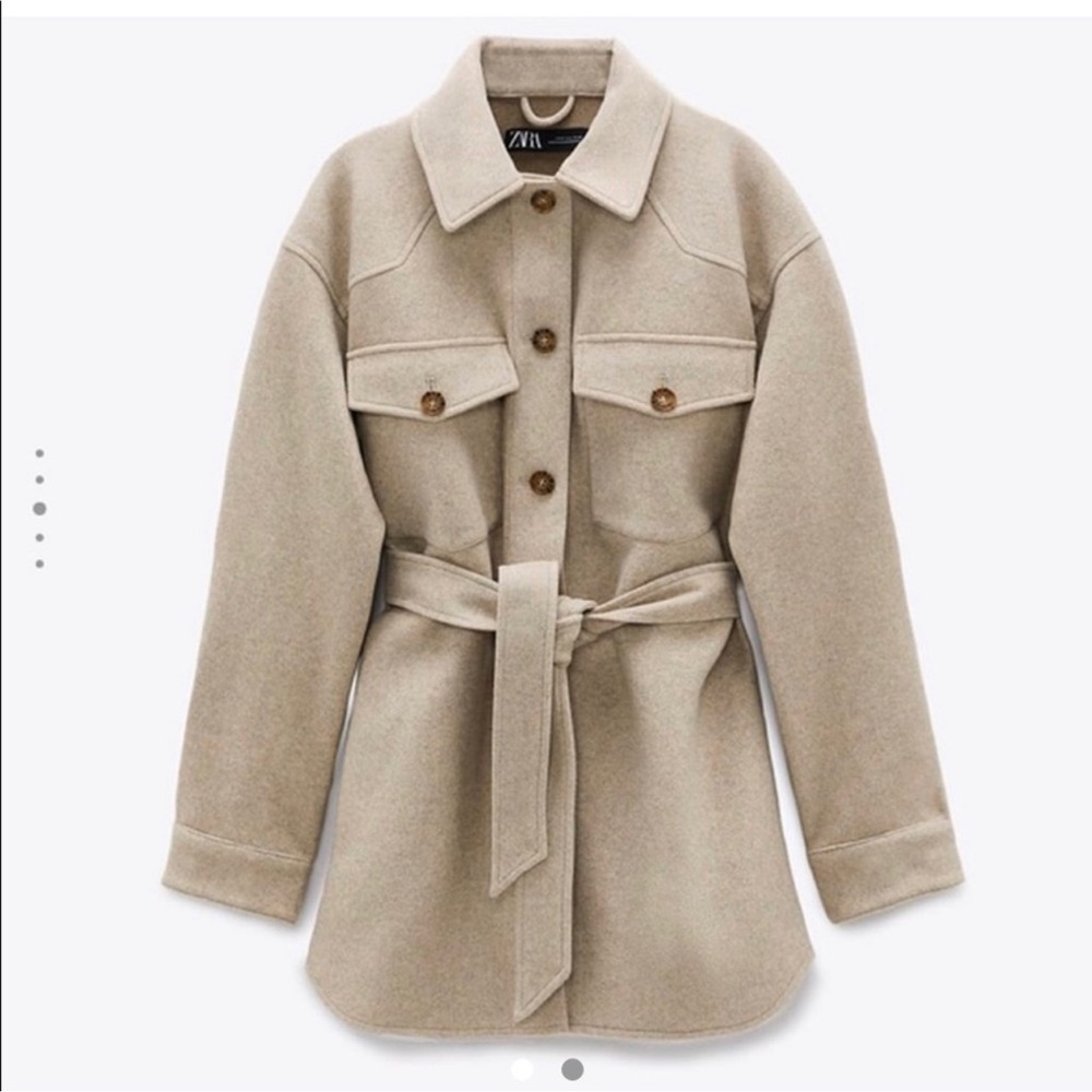 Zara button front tie waist Shacket